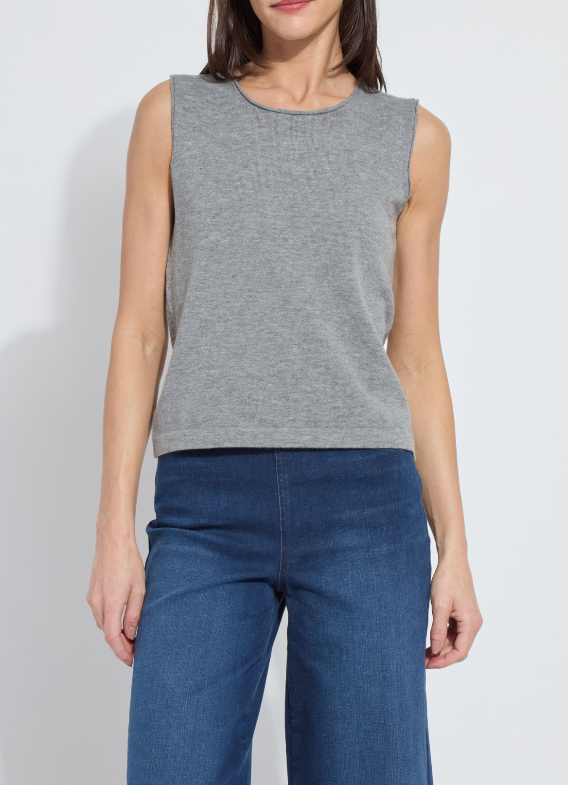 Cosette Merino Wool Shell in Heather Cloud