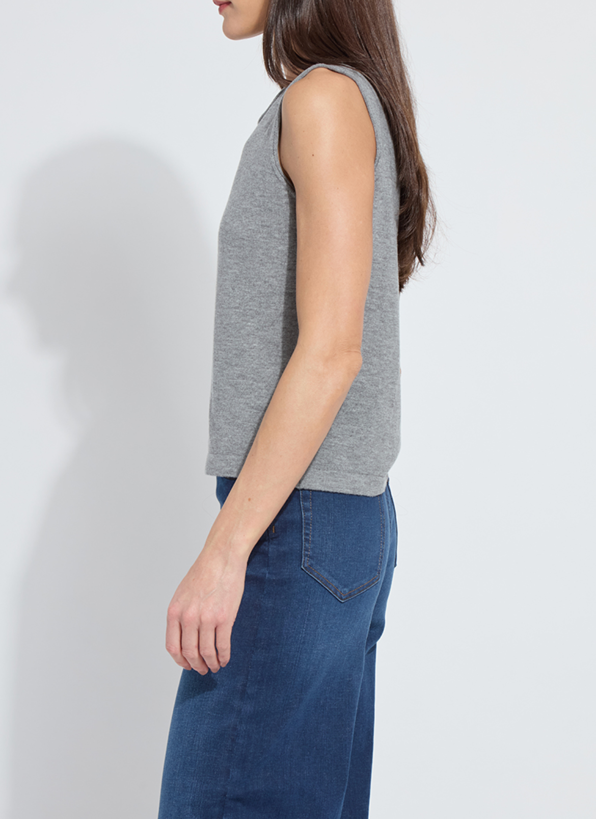 Cosette Merino Wool Shell in Heather Cloud