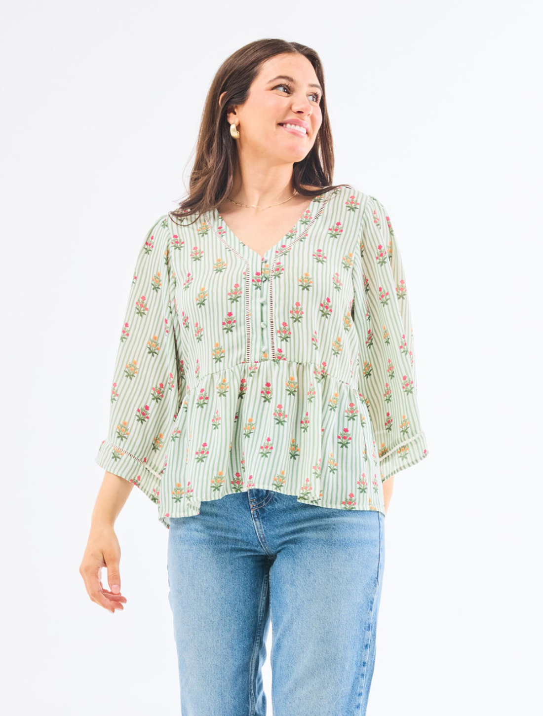 Monroe Top in Cottage Stripes