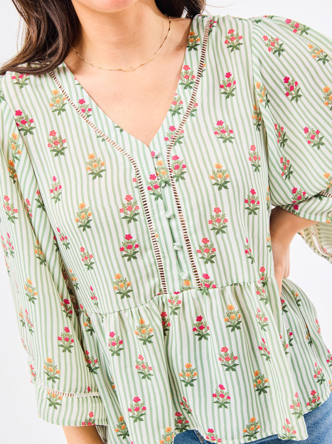 Monroe Top in Cottage Stripes