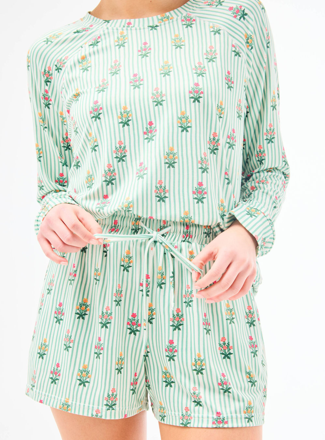 Annie Short Set Pajamas in Cottage Stripes