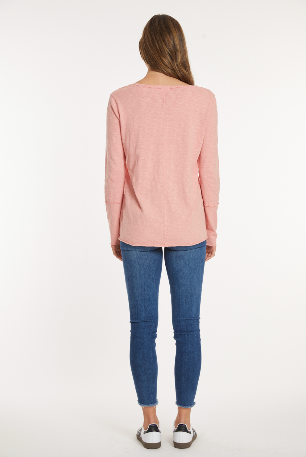 Long Sleeve Wide V-Neck Tunic in Ash Blush