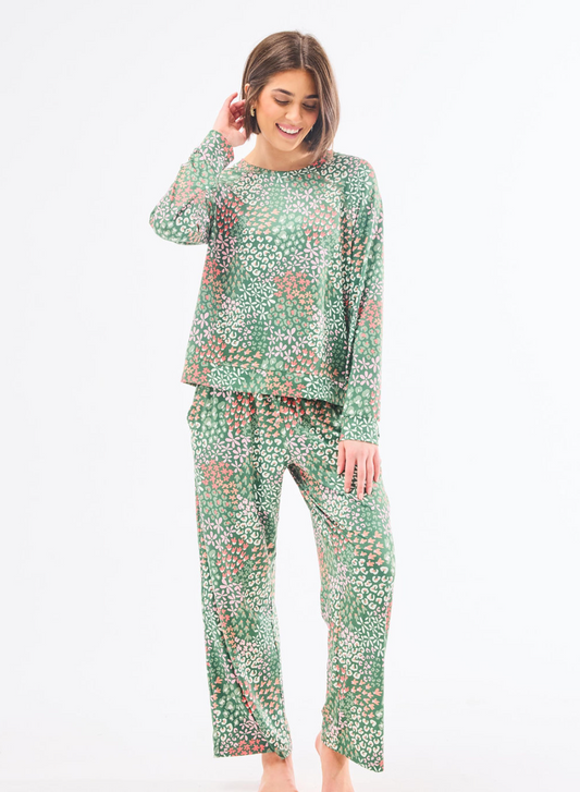 Annie Long PJ Set in Open Meadows Green