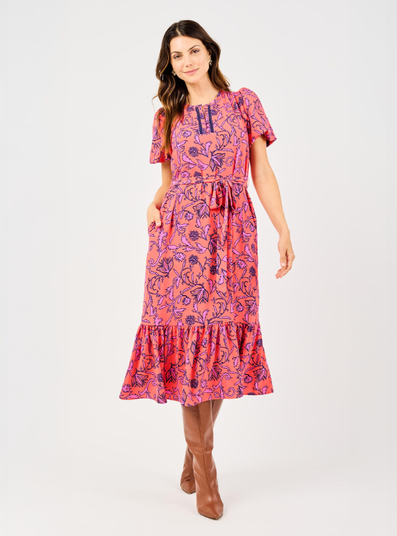 Camila Dress in Toile Tulips
