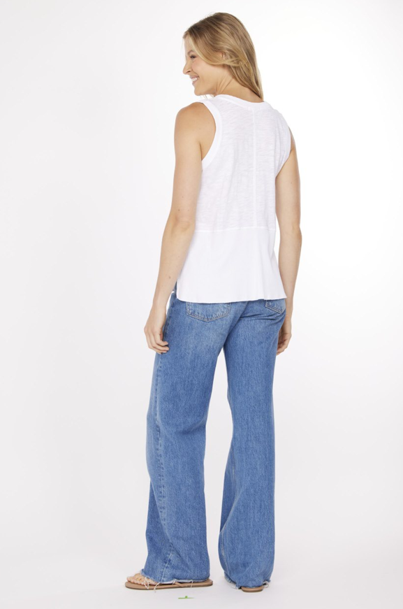 Ribbed Peplum Tank in White