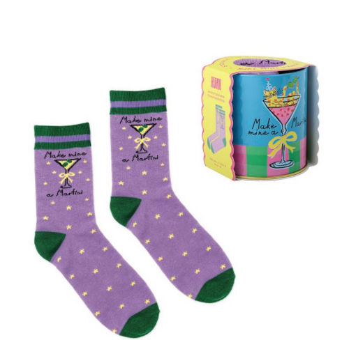 Make Mine a Martini Socks in a Tin