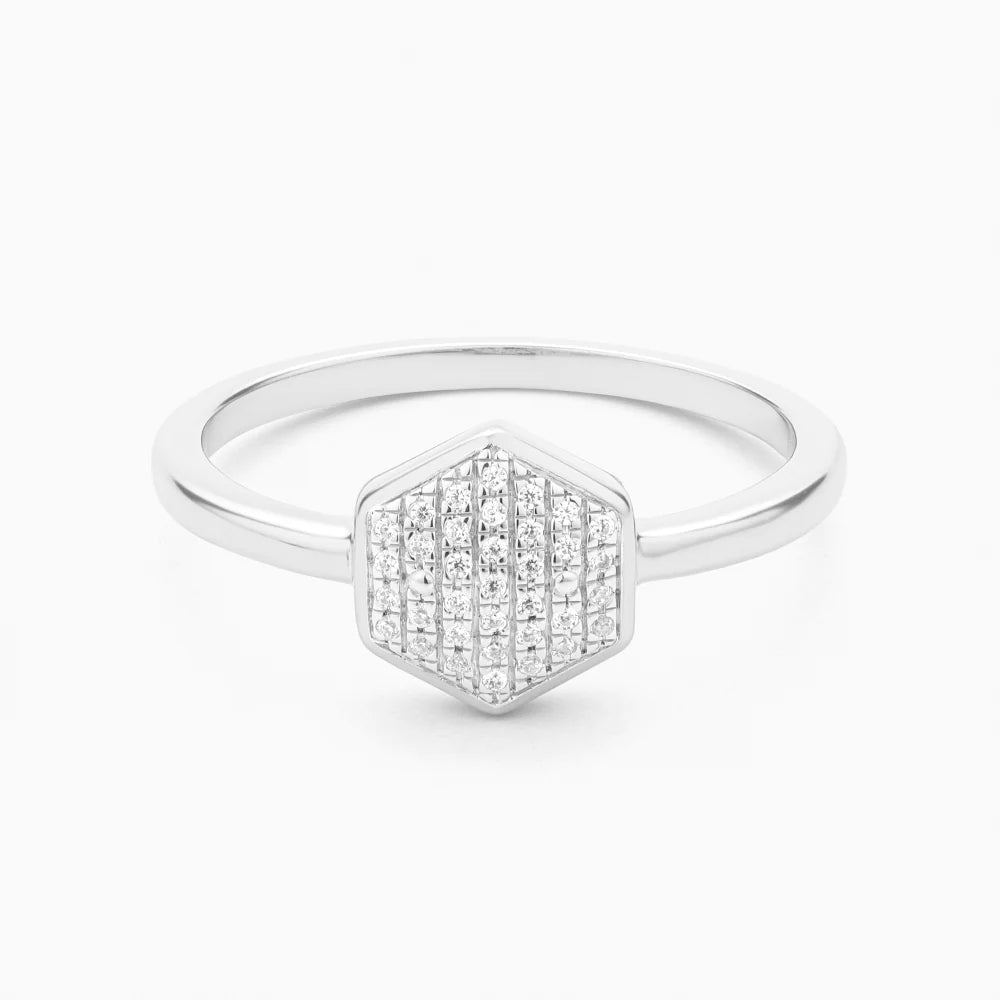 Shimmering Hexa Ring in Silver