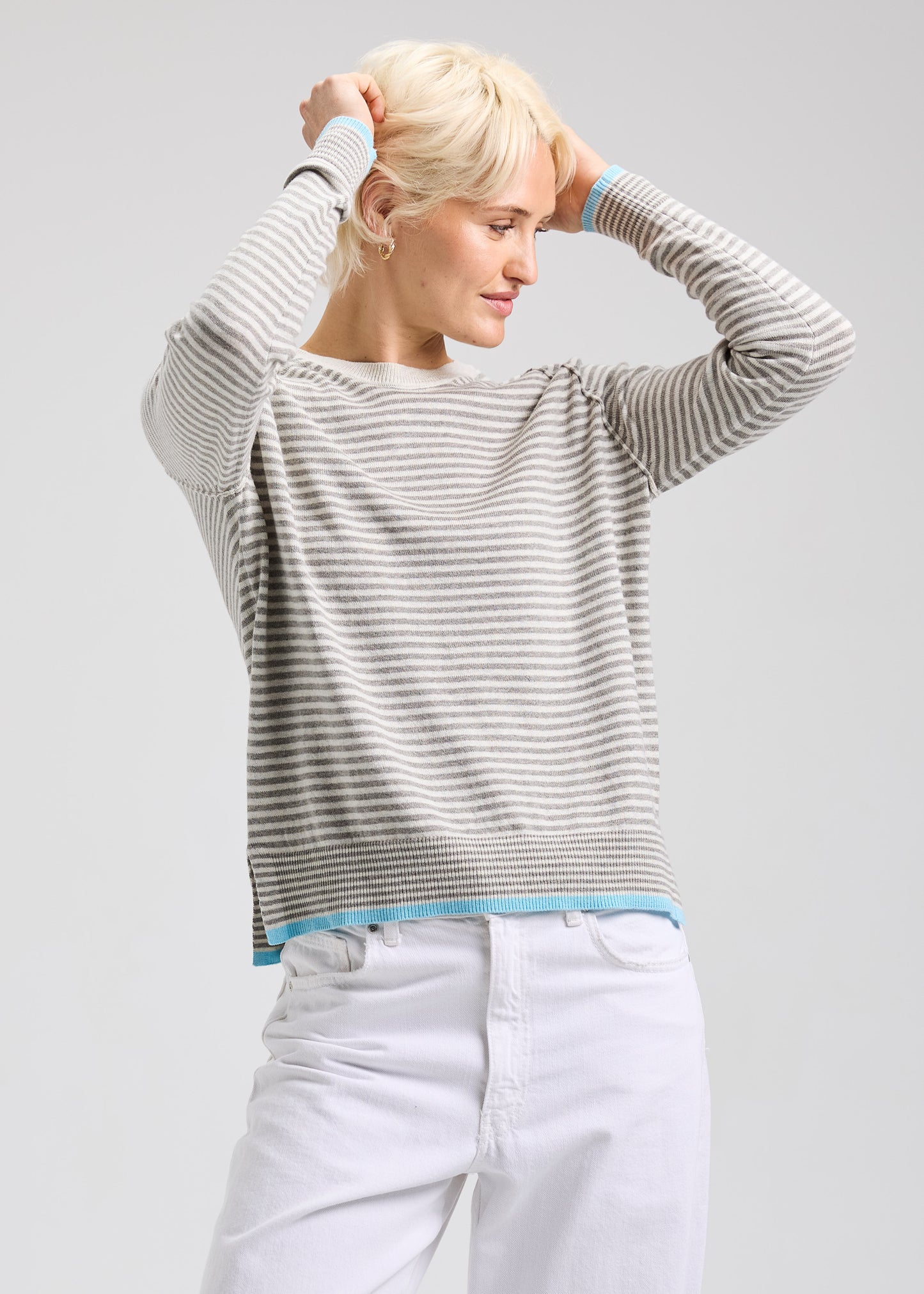 Stripe Crew in Light Marl