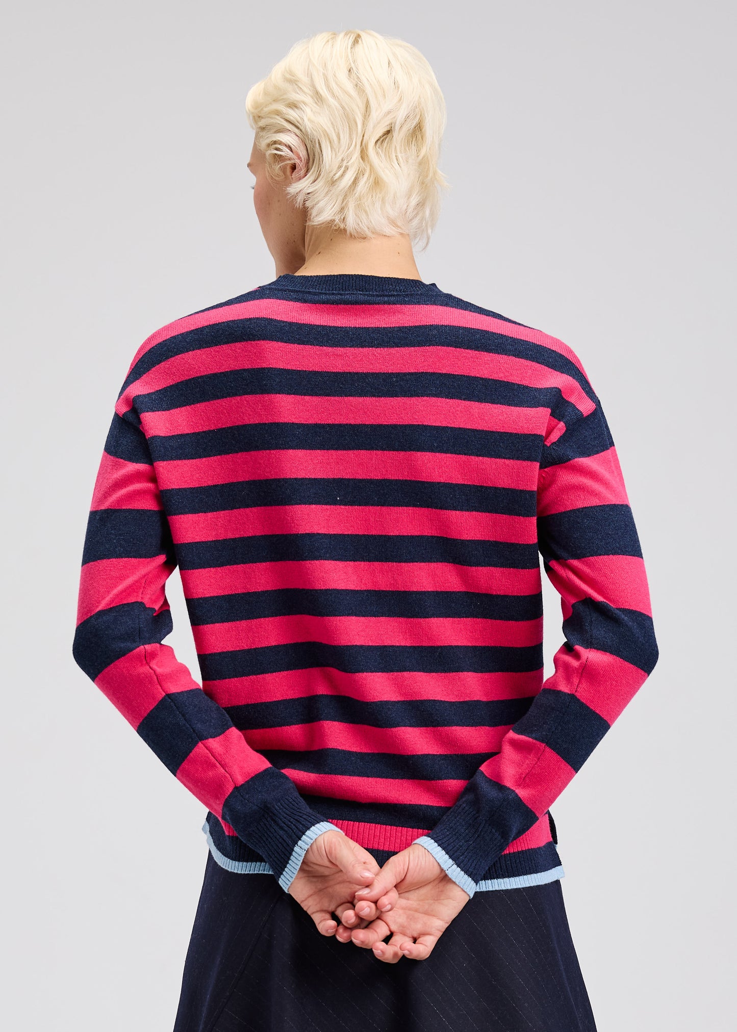 Multi Stripe Crew in Dark Denim