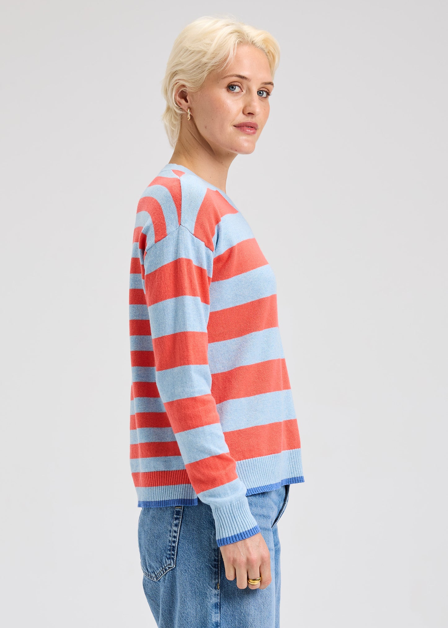 Multi Stripe Crew in Sky
