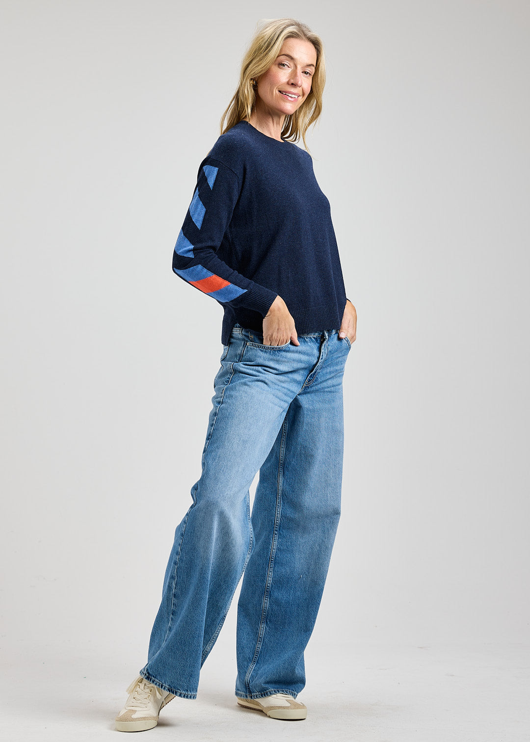 Arm Band Sweater in Dark Denim