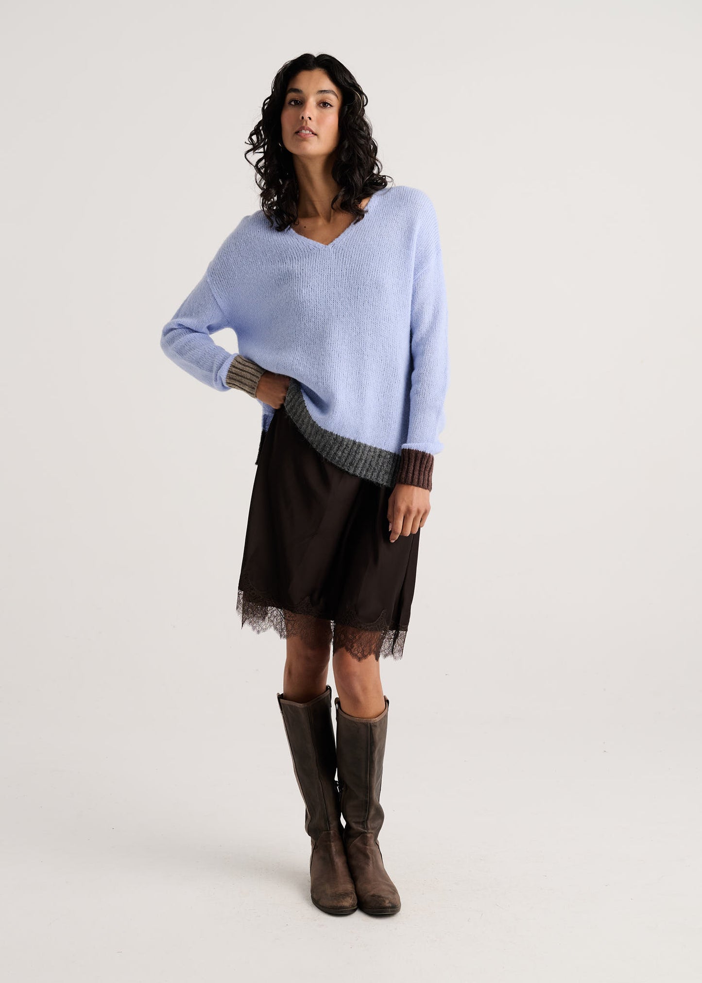 Casual Luxe V Neck in Cornflower