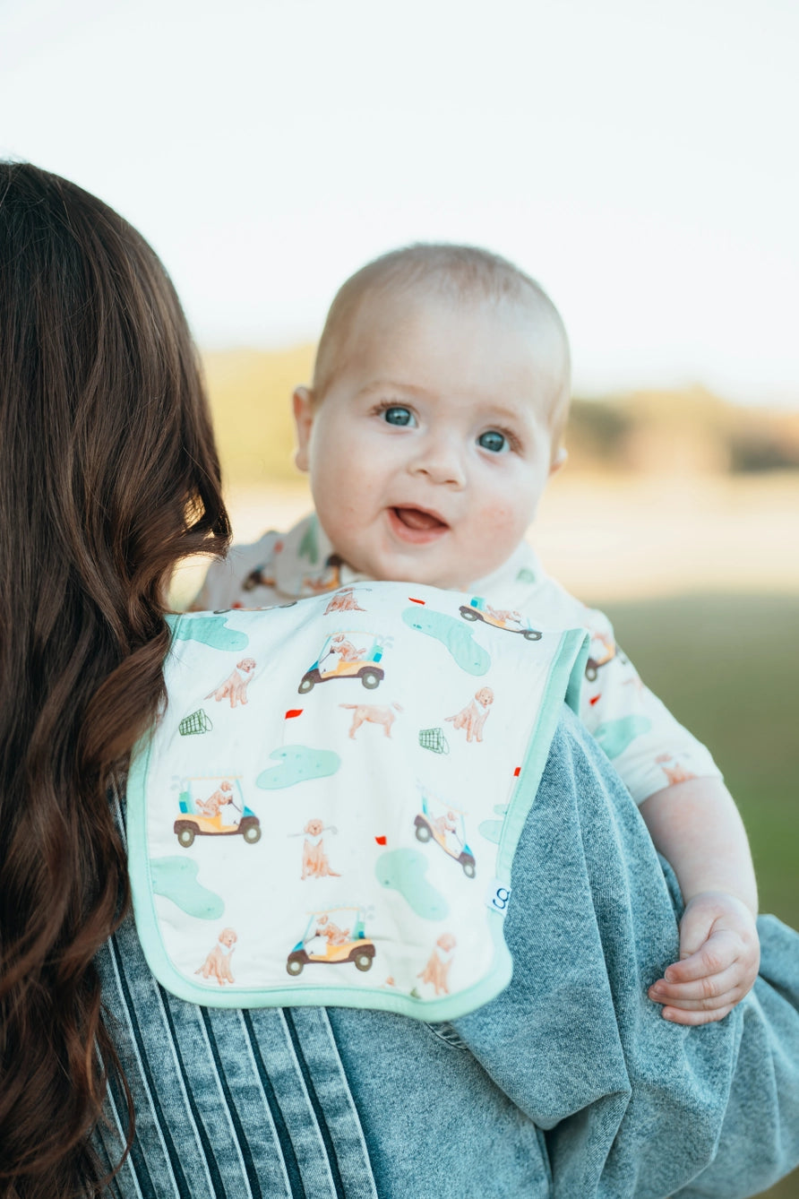 Burp Cloth Set in Barks & Birdies