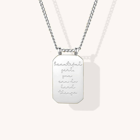 Beautiful Girl, You Can Do Hard Things Necklace in Silver