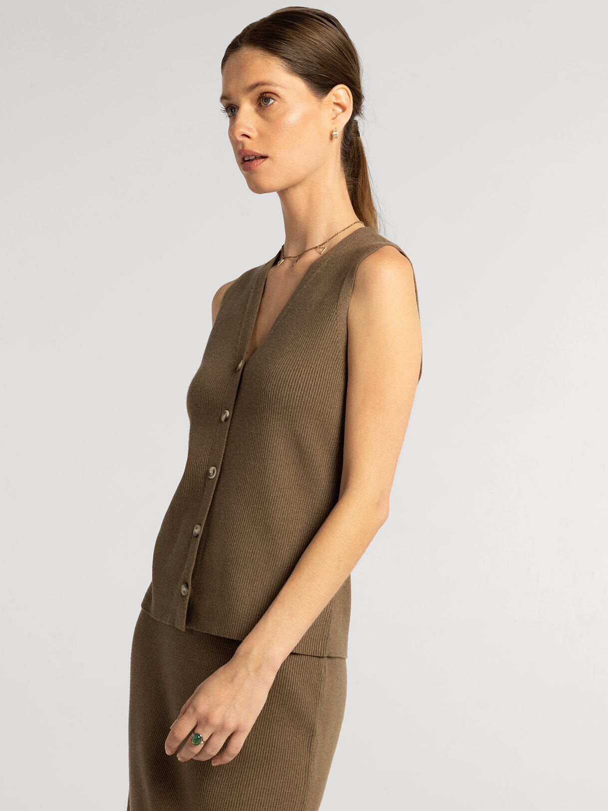 Artesia Vest in Dark Taupe