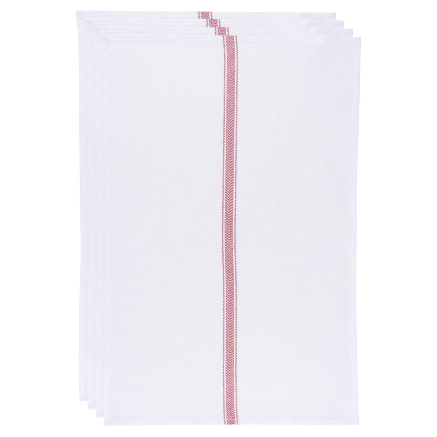 Brooklyn Stripe Poppy Red Dishtowels Set of 4