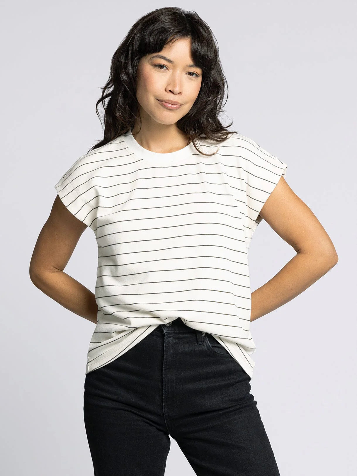 Bella Tee in Off White & Black