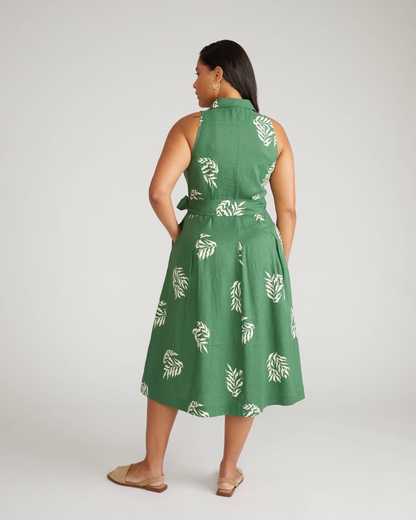 Adelaide Linen Shirtdress in Beachgrass