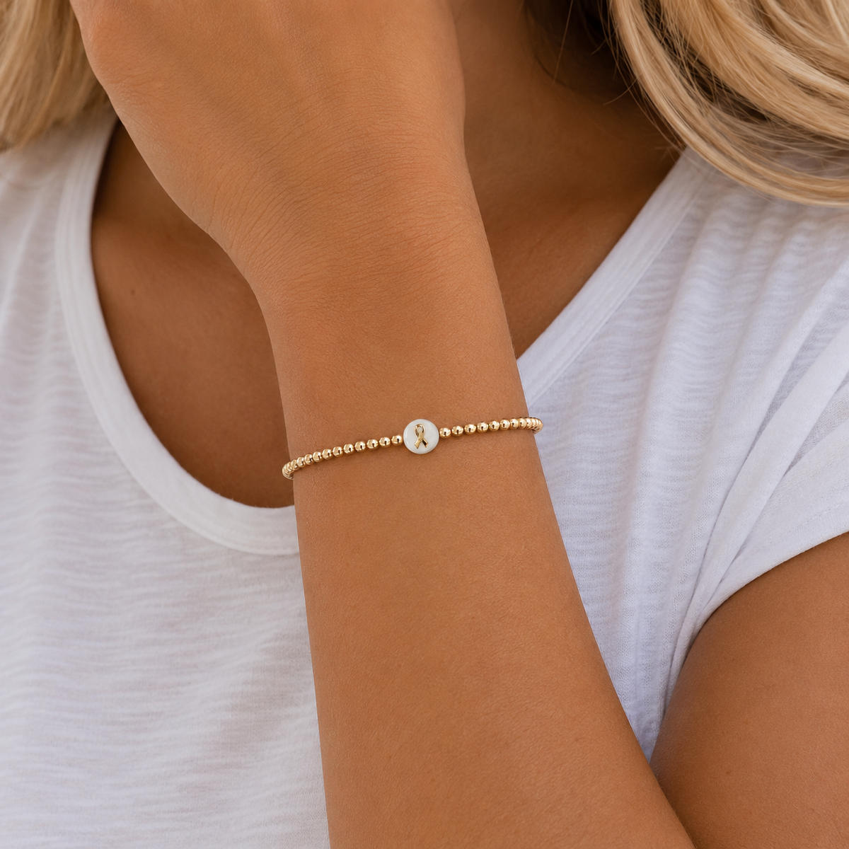 CURE Mother of Pearl Charm Bracelet in Gold