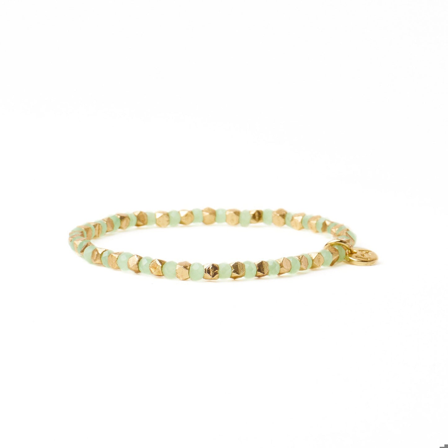 Louise Crystal Stretch Bracelet in Mint + Gold by Ink & Alloy