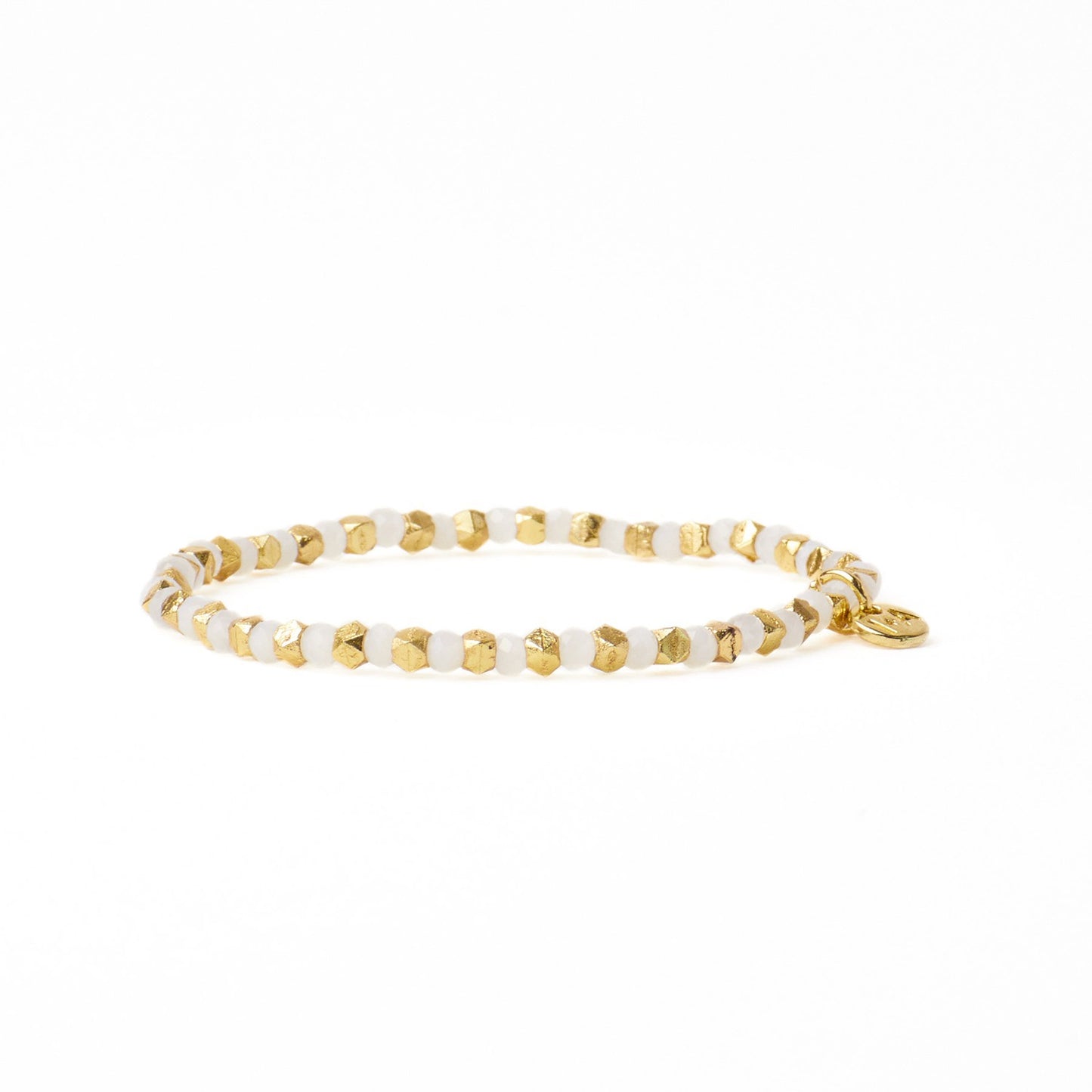 Louise Crystal Stretch Bracelet in White + Gold by Ink & Alloy