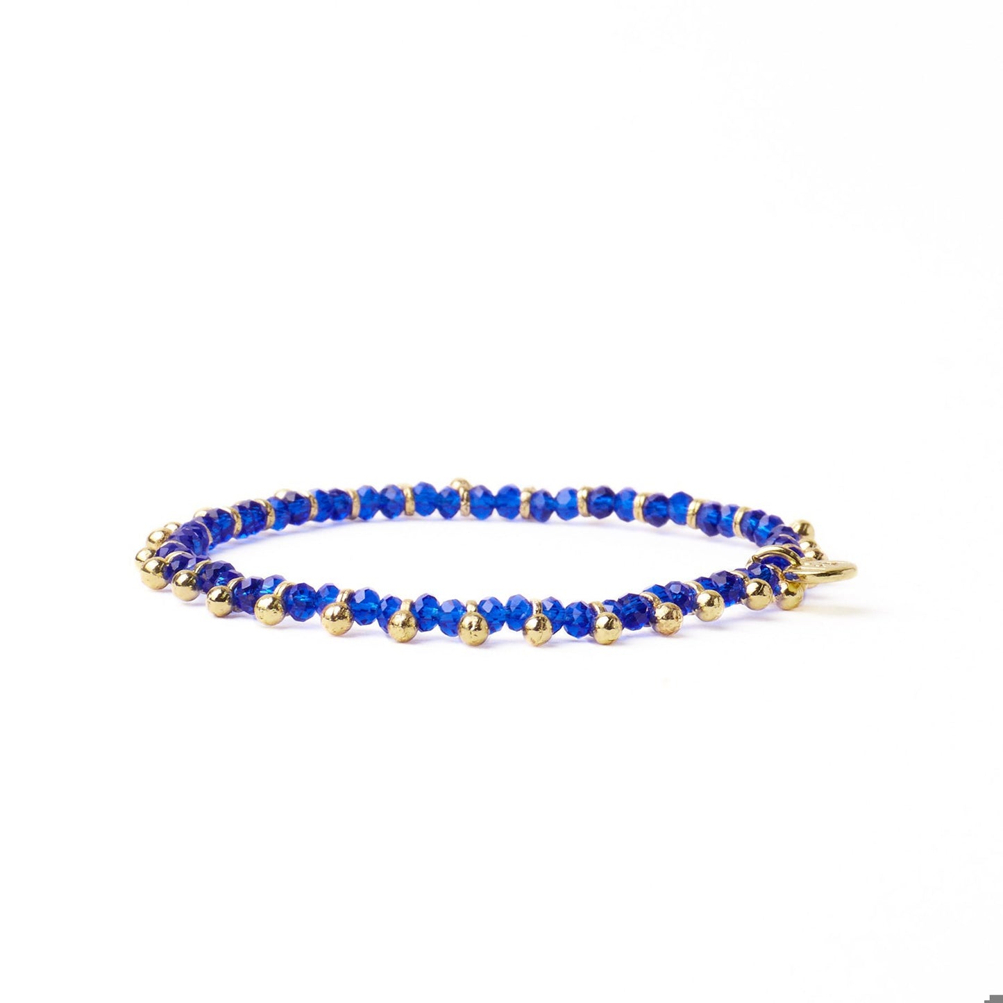 Kami Crystal + Brass Charm Stretch Bracelet in Lapis + Gold by Ink & Alloy