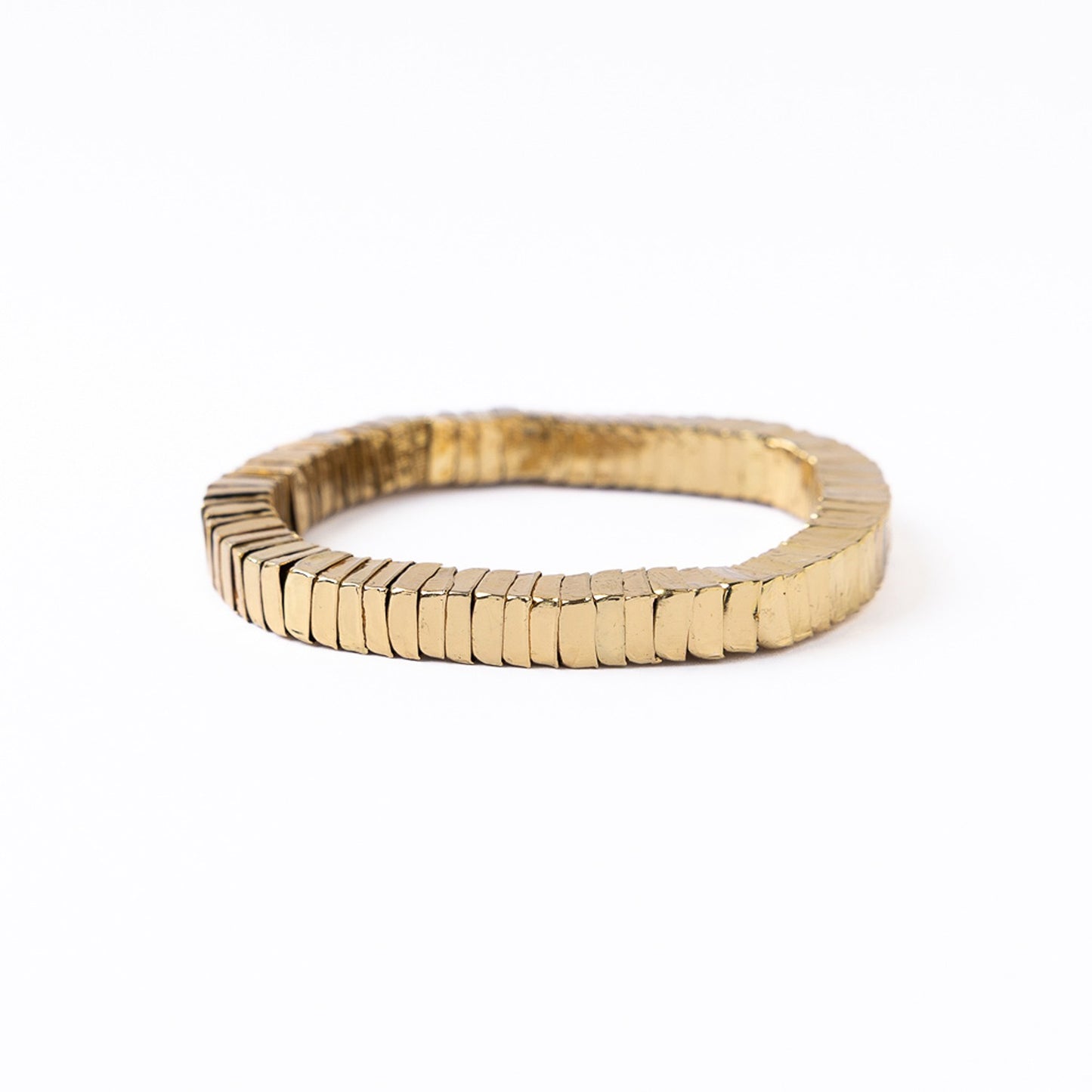 Lucille Square Bead Stretch Bracelet in Brass by Ink & Alloy