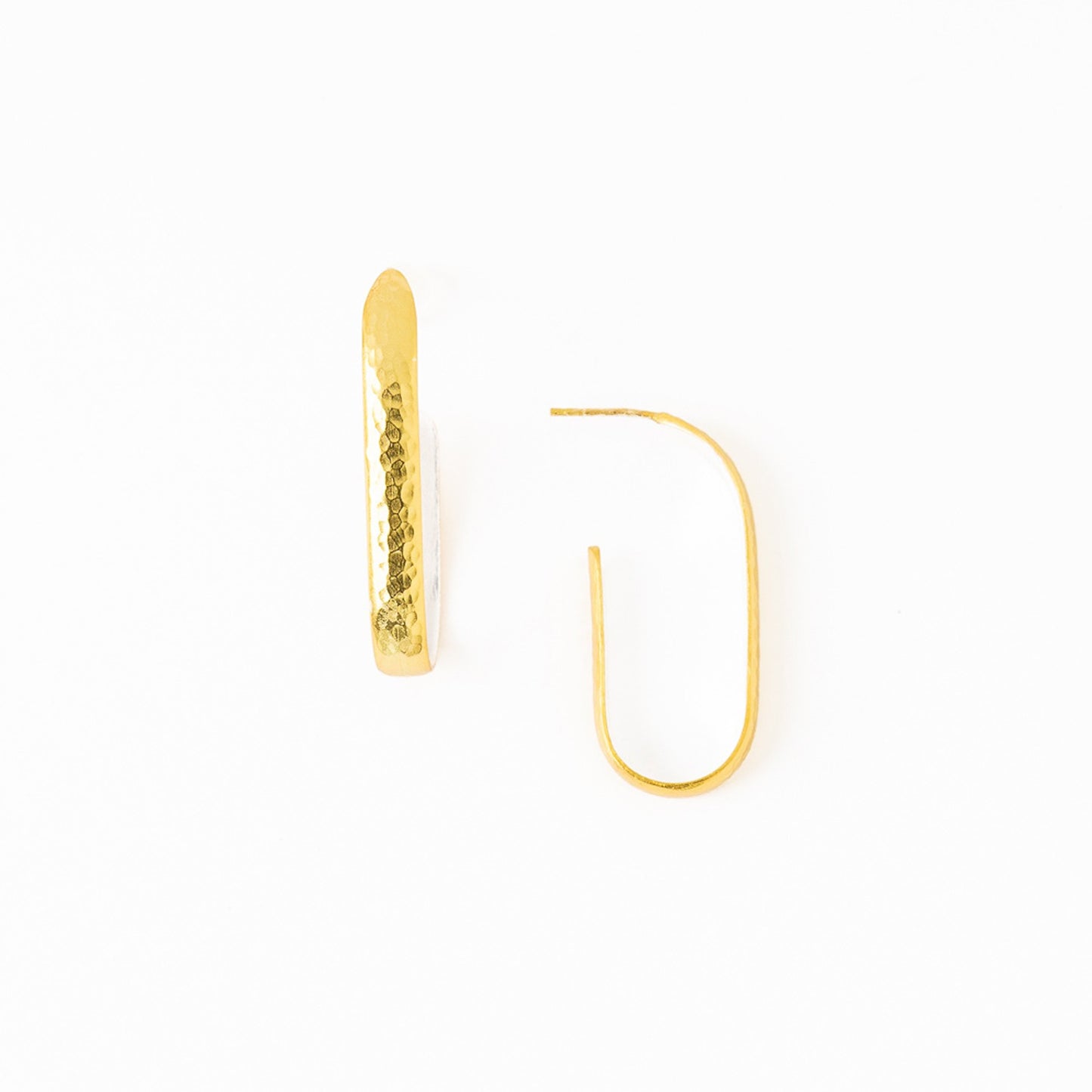 Hallie Hammered Hoop Earrings in Brass + Silver by INK + ALLOY