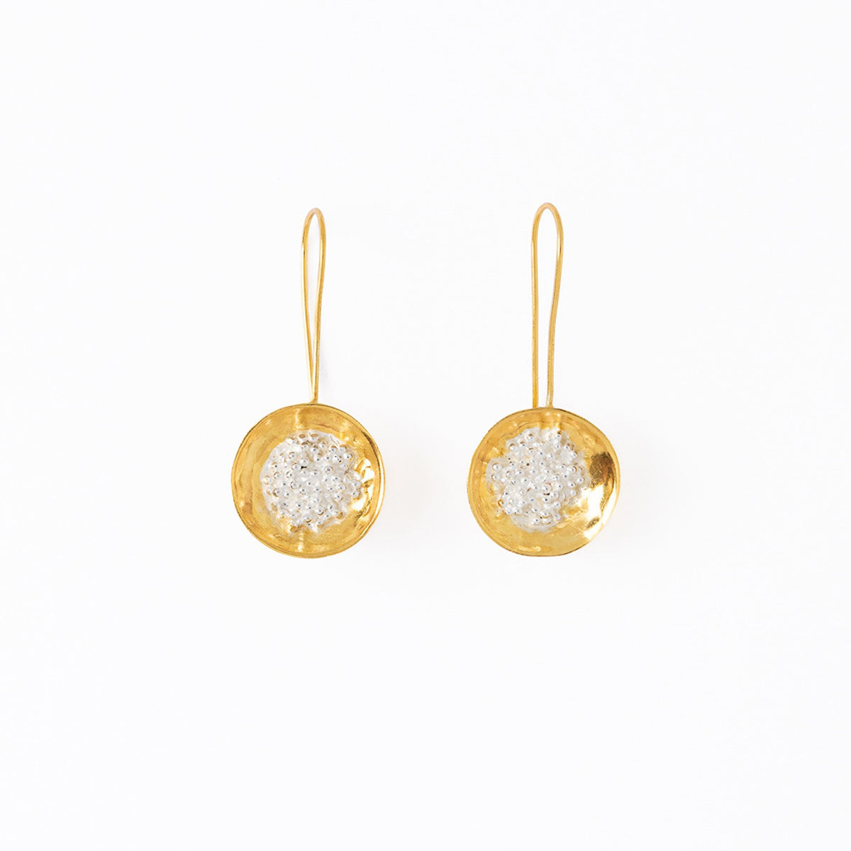 Bobbi Hammered Disc Earrings in 18K Gold + Silver by INK + ALLOY