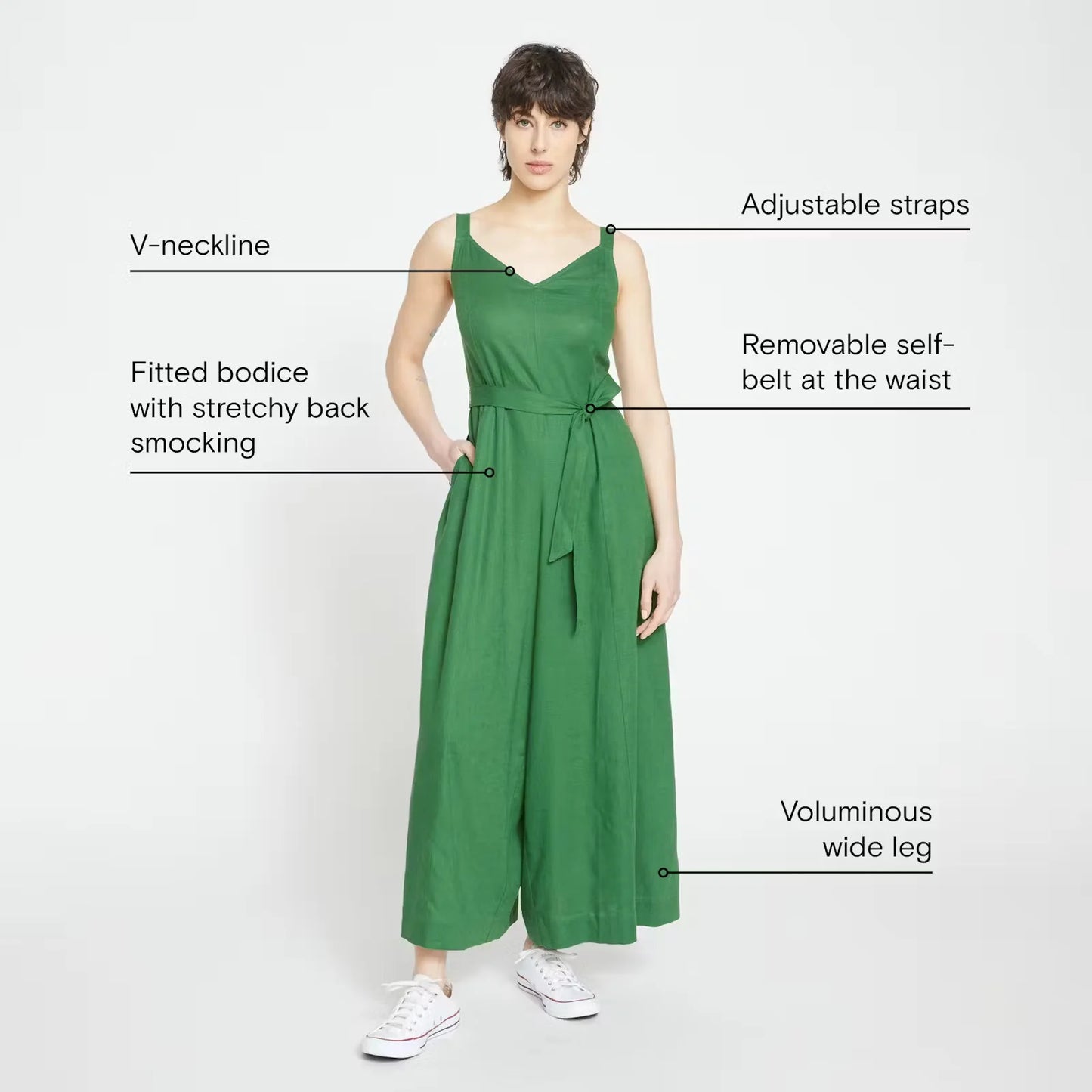Promenade Linen Jumpsuit in Custom Clover