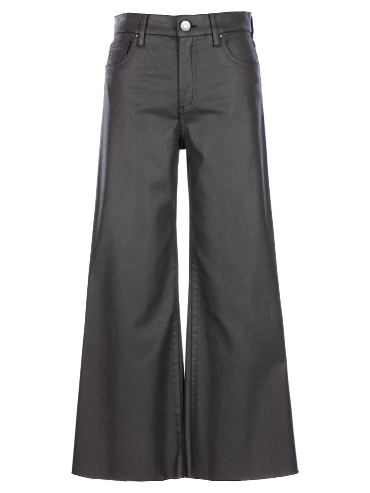 Meg Coated High Rise Fab Ab Wide Leg Raw Hem (Grey)