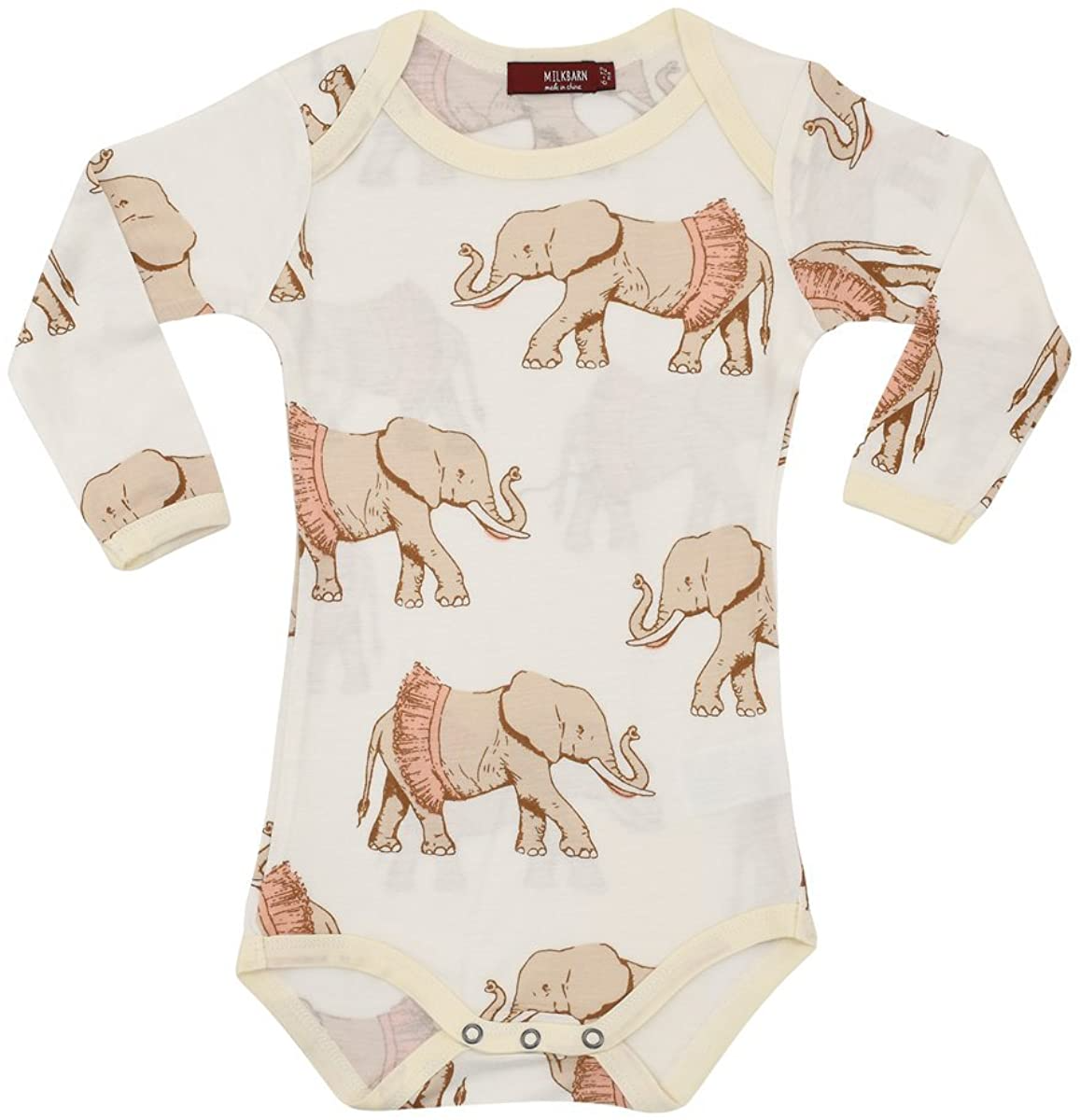 Long Sleeve Onesie in Tutu Elephants