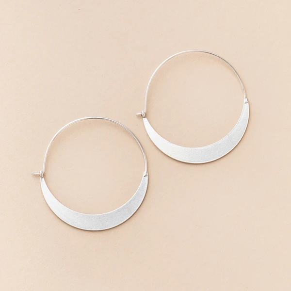 Refined Earring Collection - Crescent Hoop in Silver