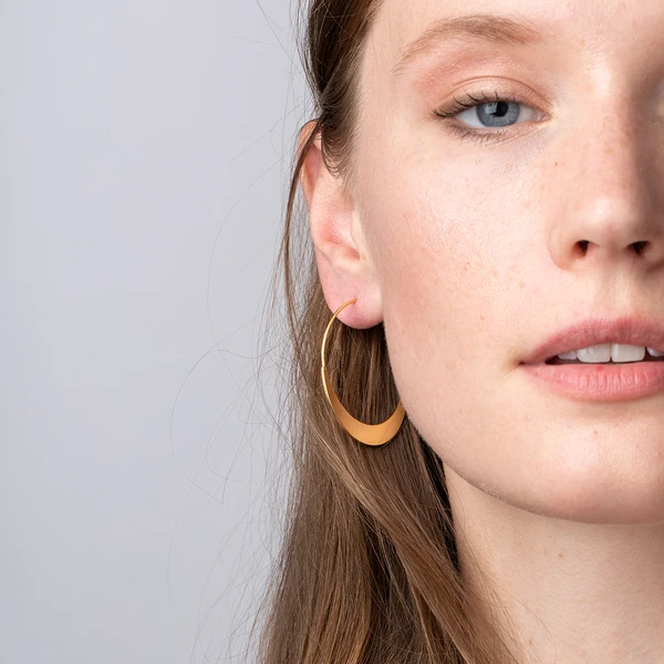 Refined Earring Collection - Crescent Hoop in Silver