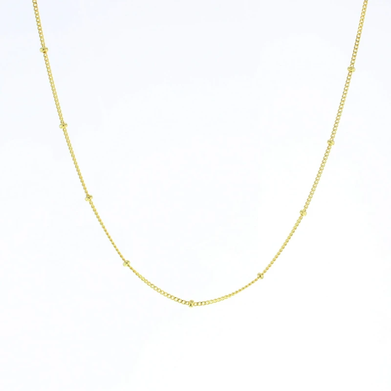 18" Gold Beaded Curb Chain