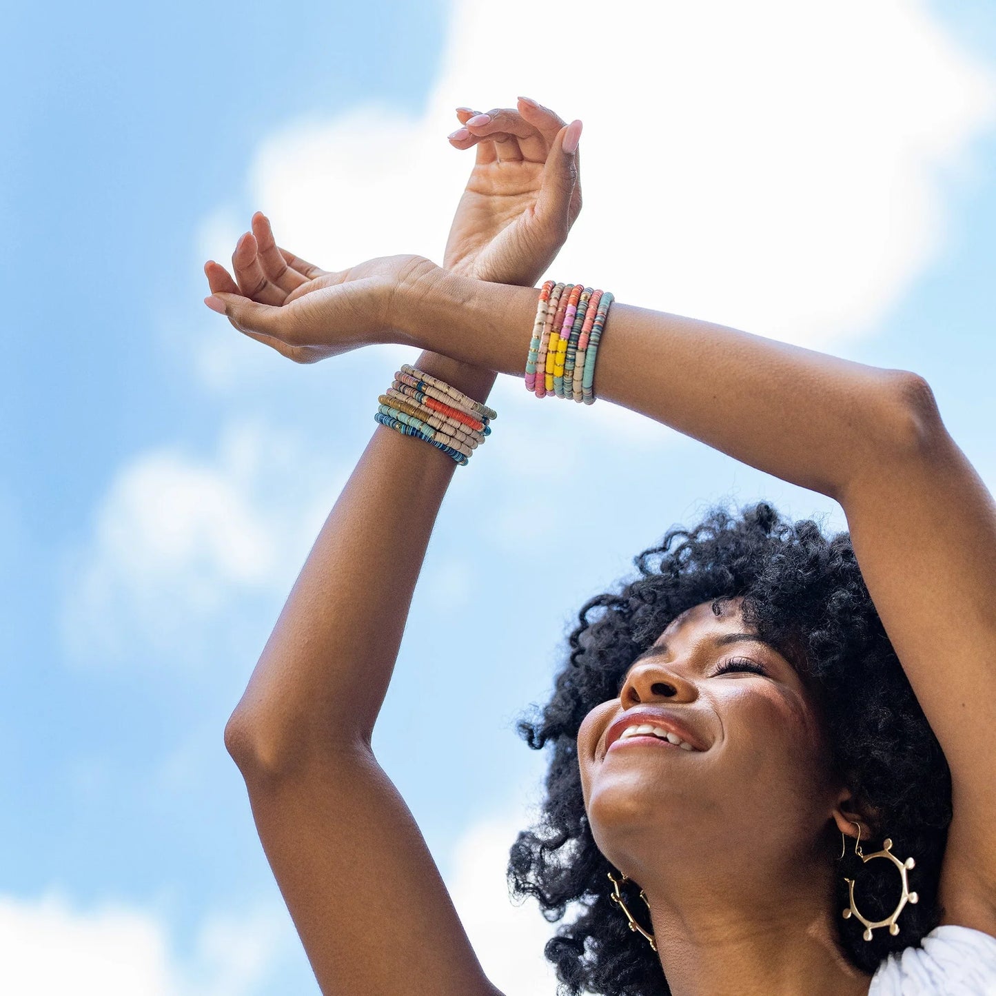 Grace Half And Half Color Block Stretch Bracelet Teal
