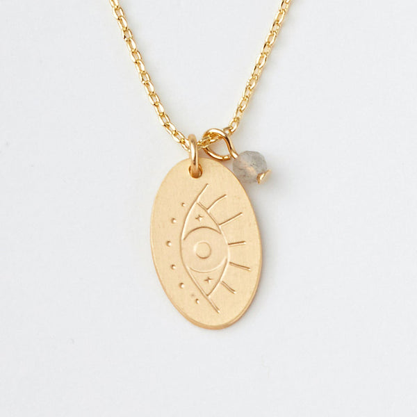 Intention Charm Necklace in Labradorite/Gold