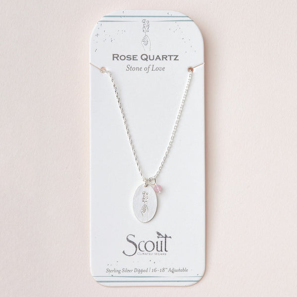 Intention Charm Necklace in Rose Quartz/Silver