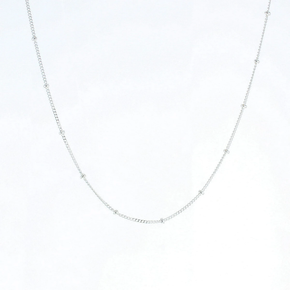 18" Silver Beaded Curb Chain