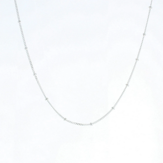 18" Silver Beaded Curb Chain