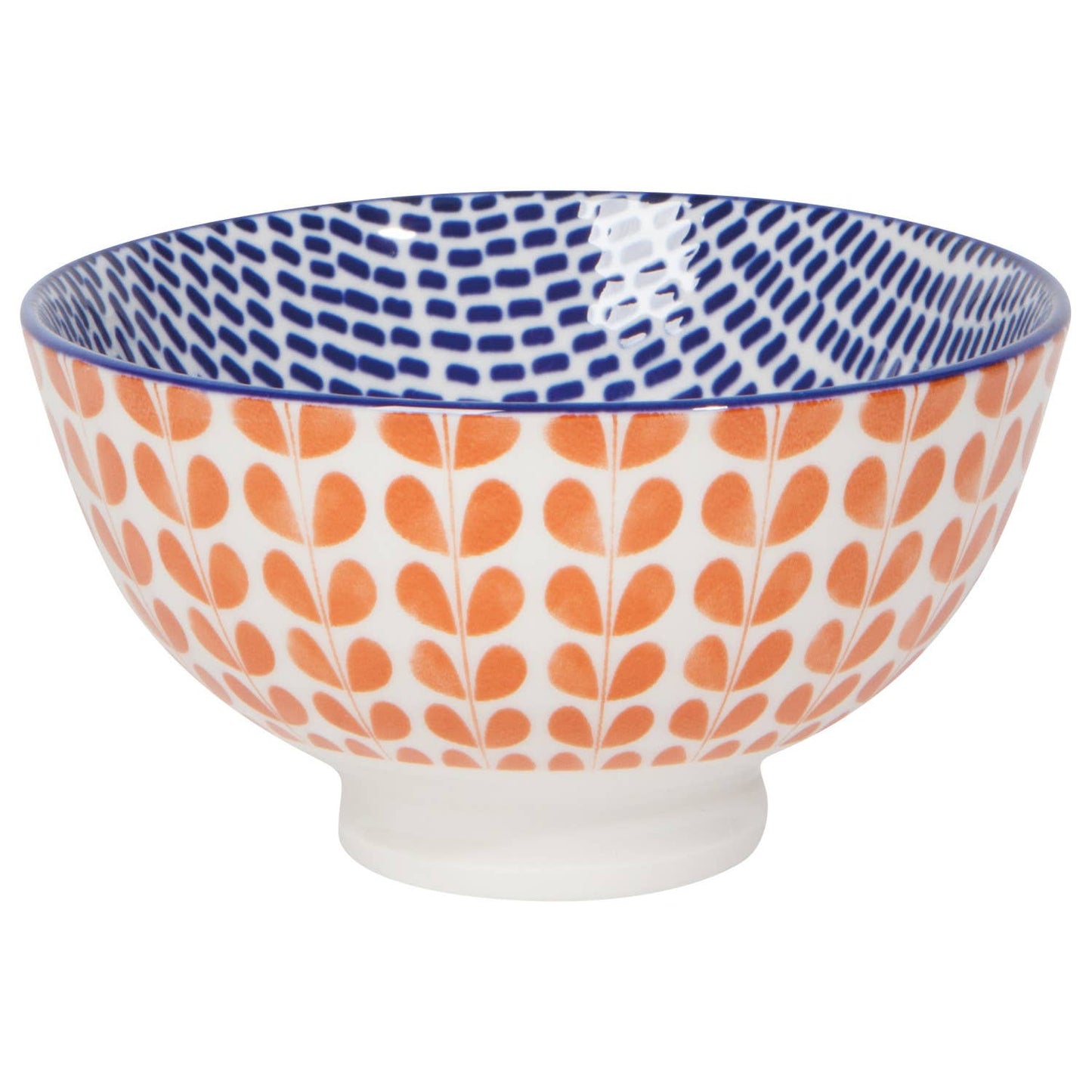 Orange Blue Blossom Stamped Bowl - 4"