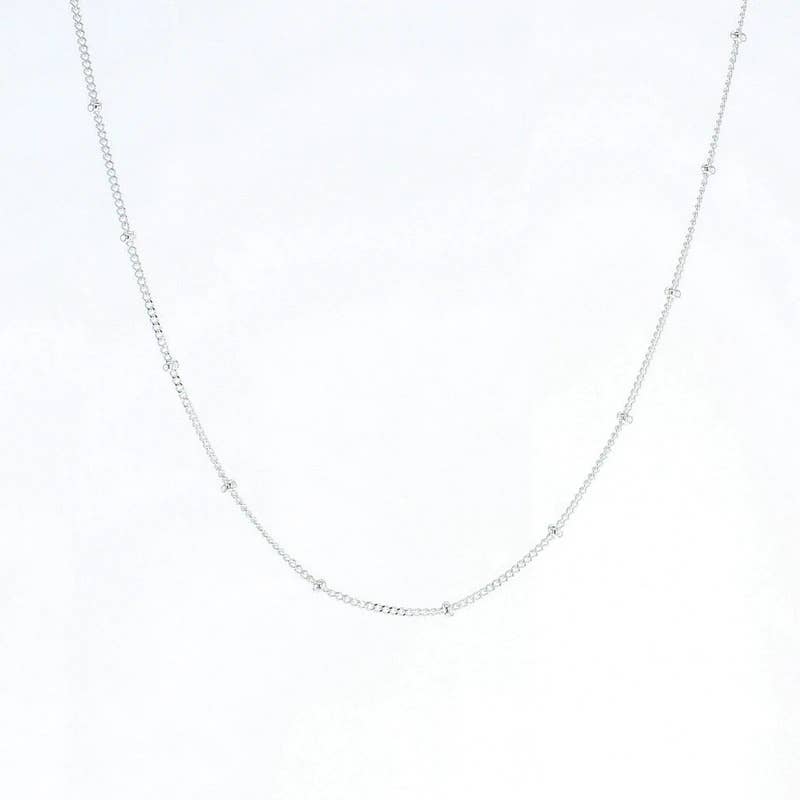 20" Silver Beaded Curb Chain