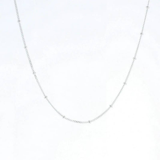 20" Silver Beaded Curb Chain
