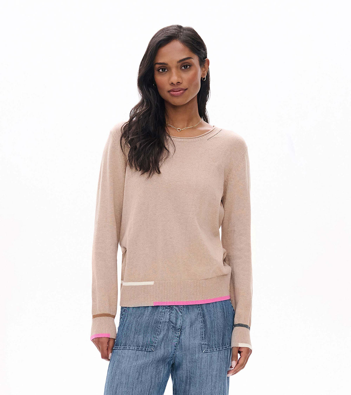 Eden Crew Neck Sweater in Oatmeal Melange