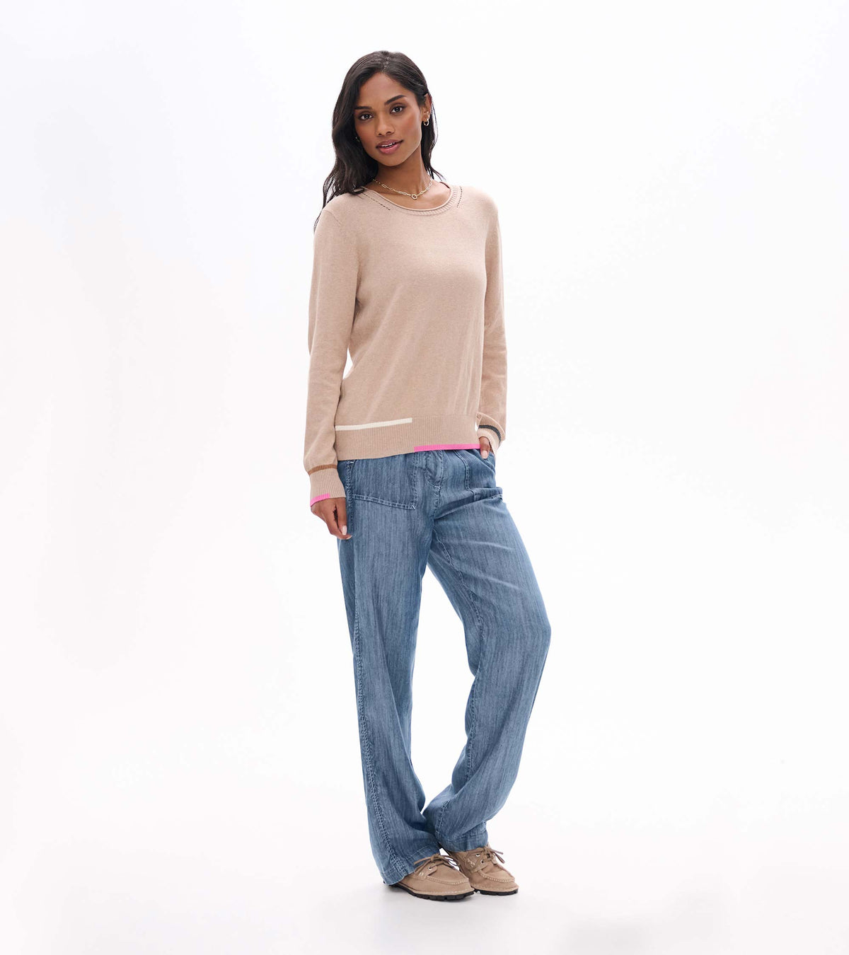 Eden Crew Neck Sweater in Oatmeal Melange