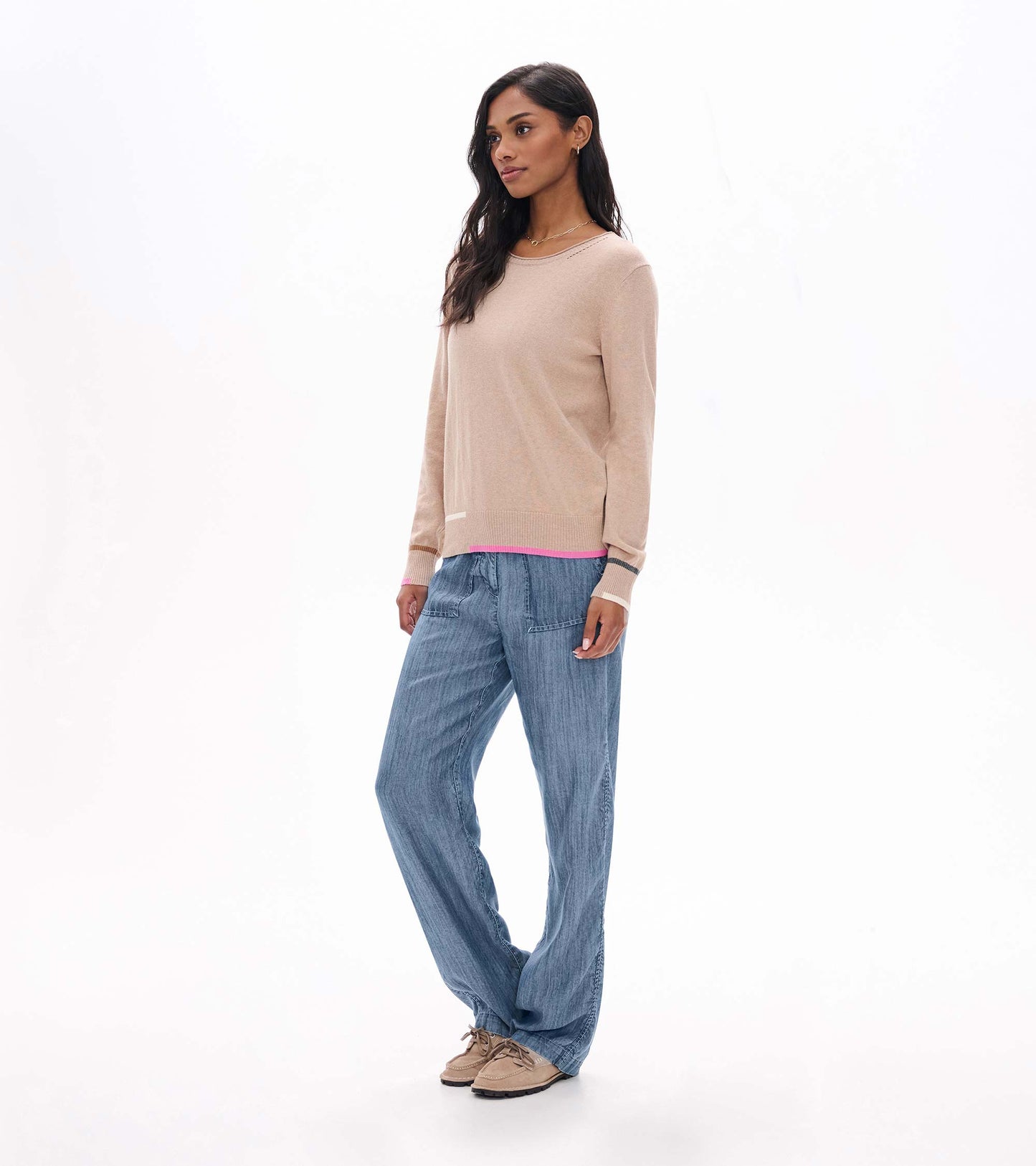 Eden Crew Neck Sweater in Oatmeal Melange