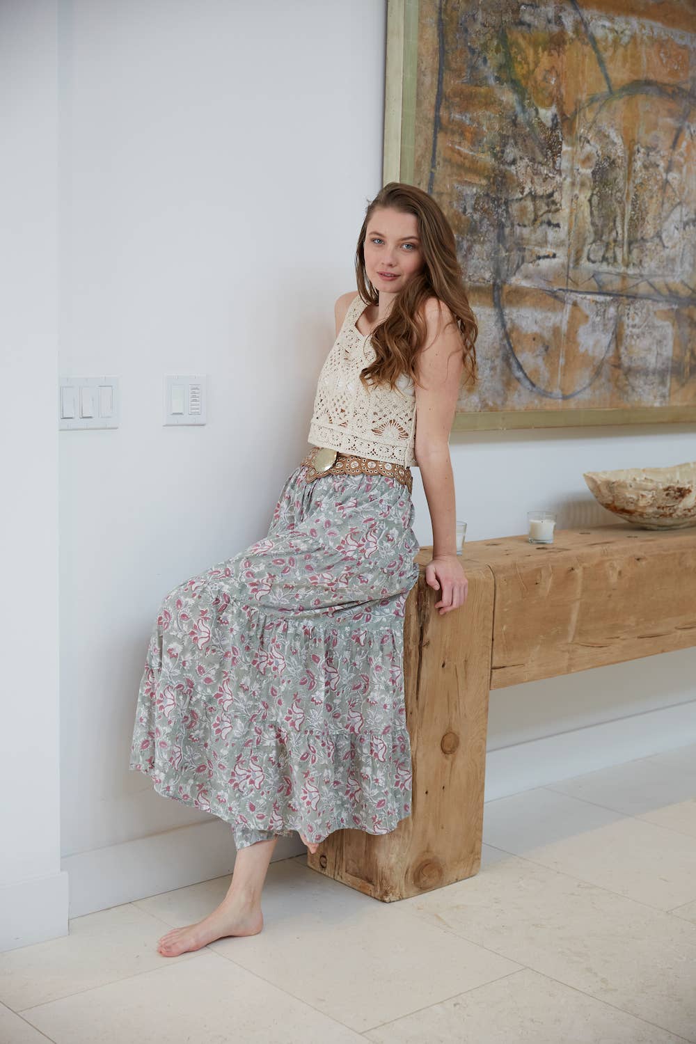 Radha Block Printed Cotton Maxi Skirt