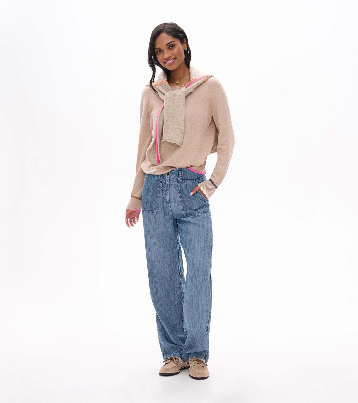 Eden Crew Neck Sweater in Oatmeal Melange