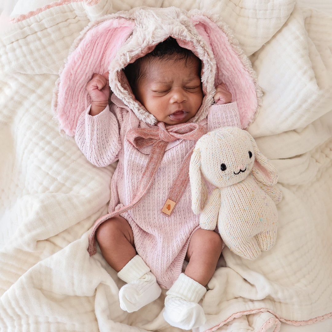 Baby Bunny Hand-Knit Plush in Confetti