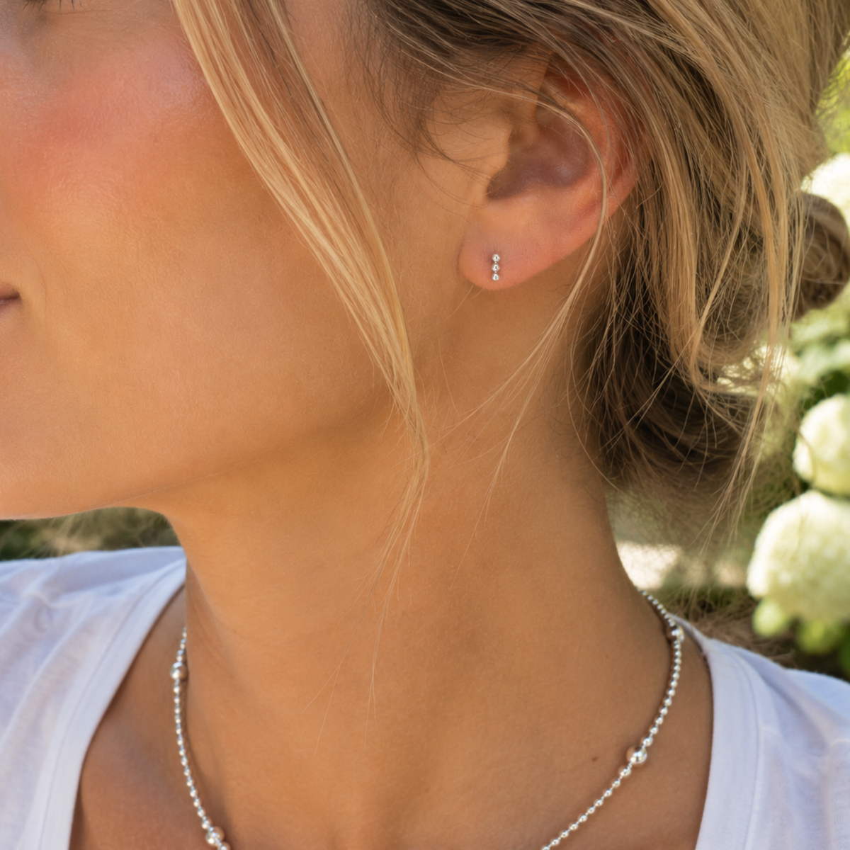 3 Dot Stud Earrings in Sterling Silver